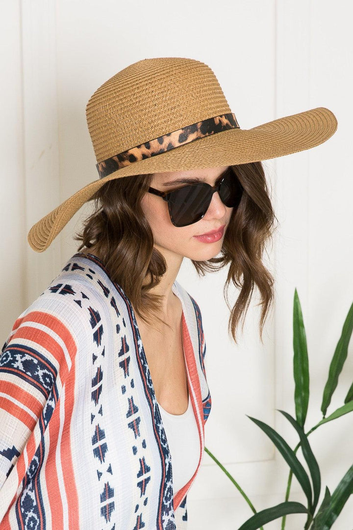 Justin Taylor Printed Belt Sunhat in Beige - Super Amazing Store