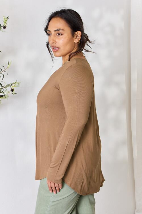 Zenana Full Size Long Sleeve V-Neck Top Trendsi