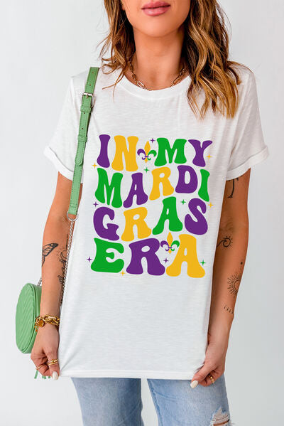 IN MY MARDI GRAS ERA Round Neck T-Shirt Trendsi