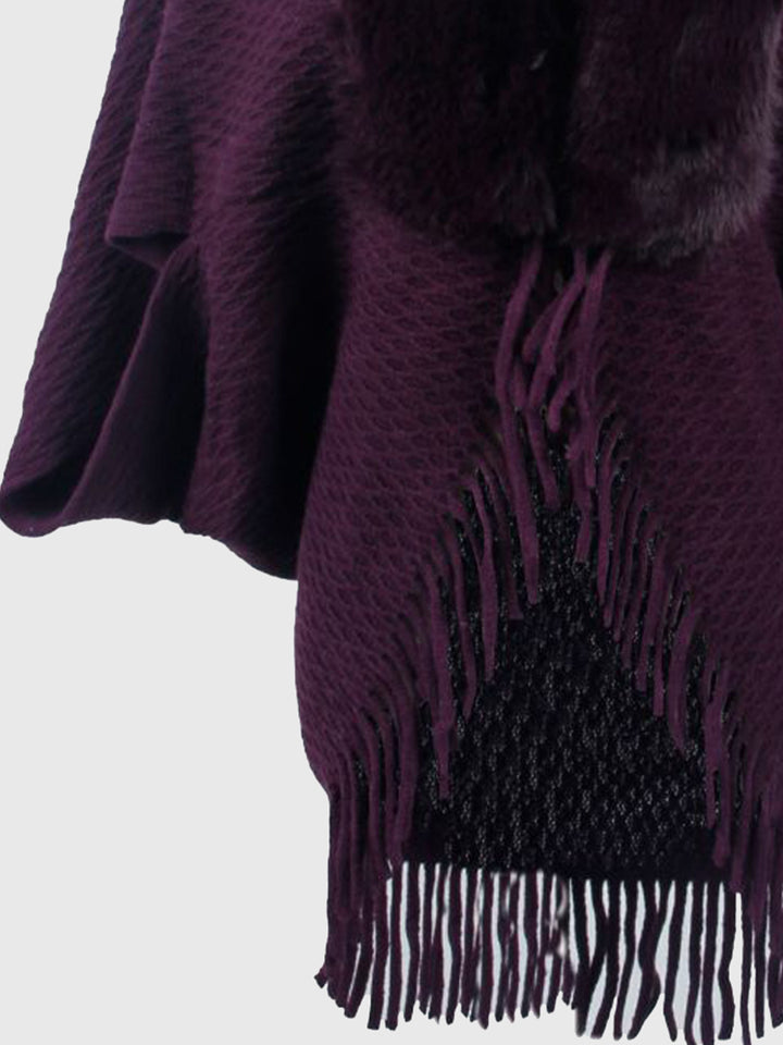 Open Front Fringe Hem Poncho - Super Amazing Store