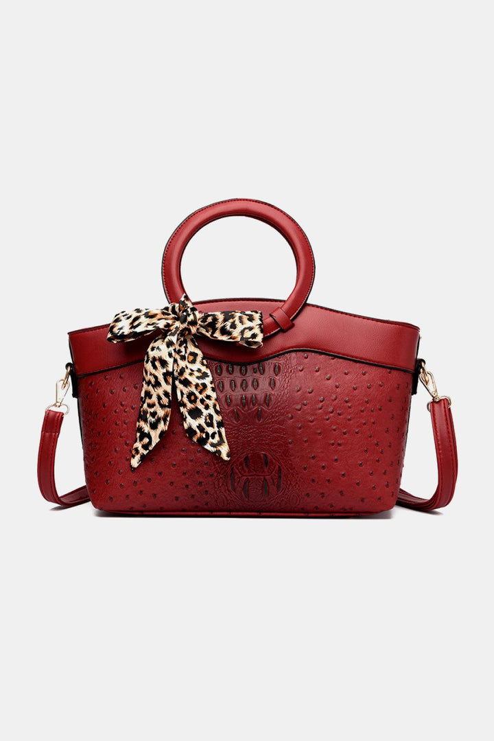 PU Leather Leopard Tie Shoulder Bag - Super Amazing Store