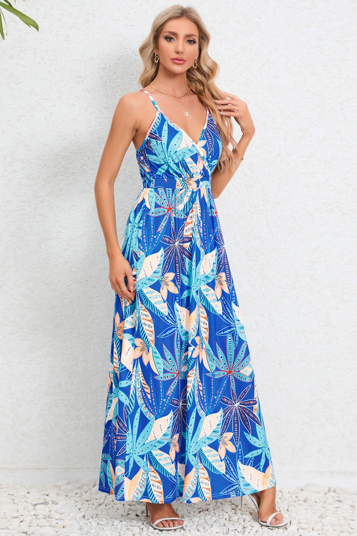 Printed Surplice Maxi Cami Dress Trendsi