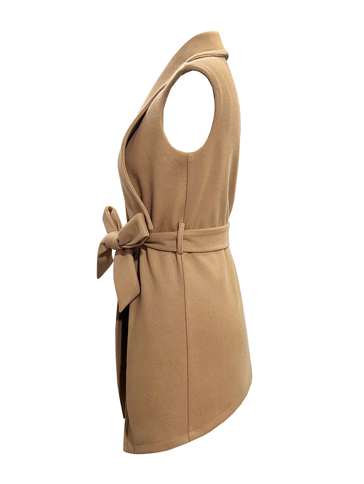 Tie Belt Sleeveless Coat Trendsi