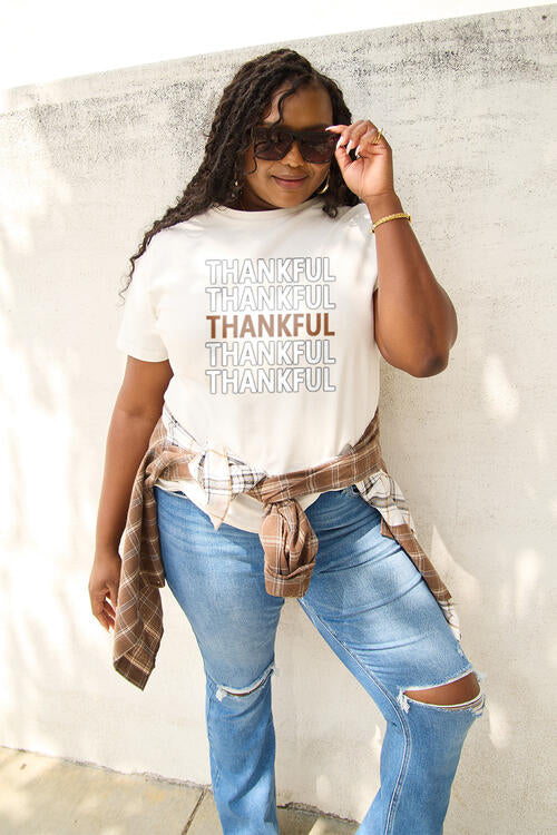 Simply Love Full Size THANKFUL Short Sleeve T-Shirt Trendsi