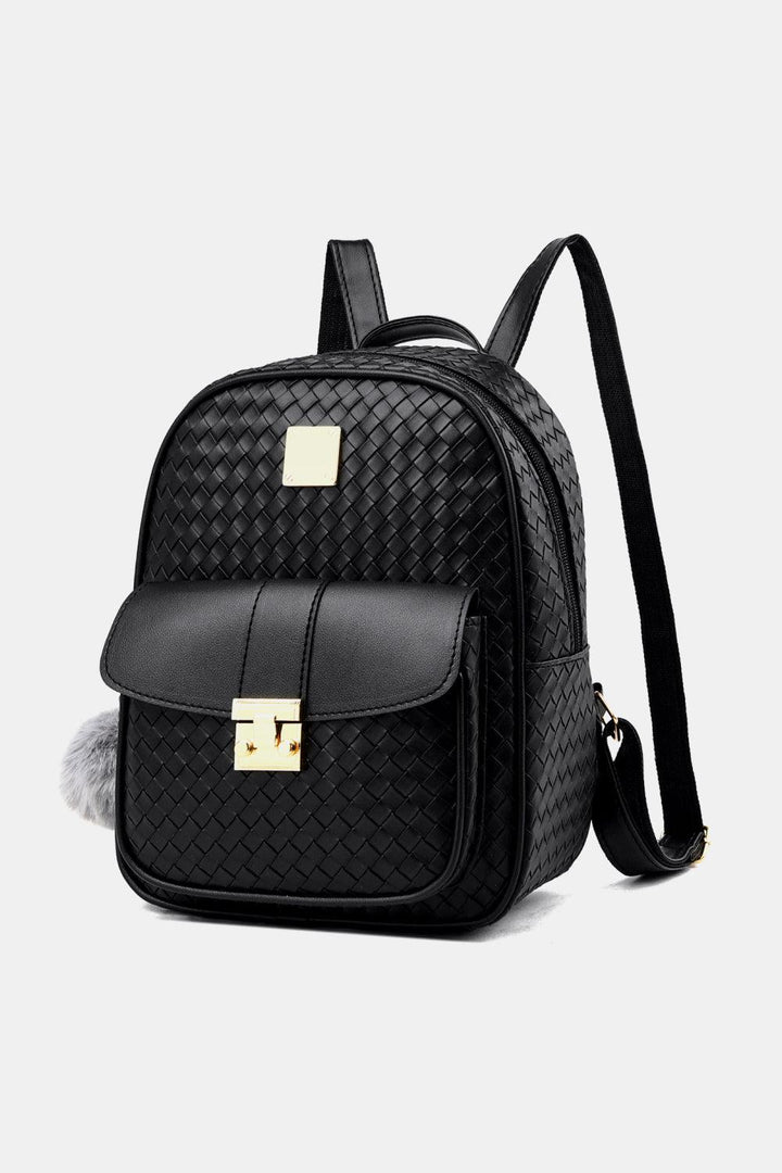 PU Leather Backpack with Pom-Pom Pendant - Super Amazing Store