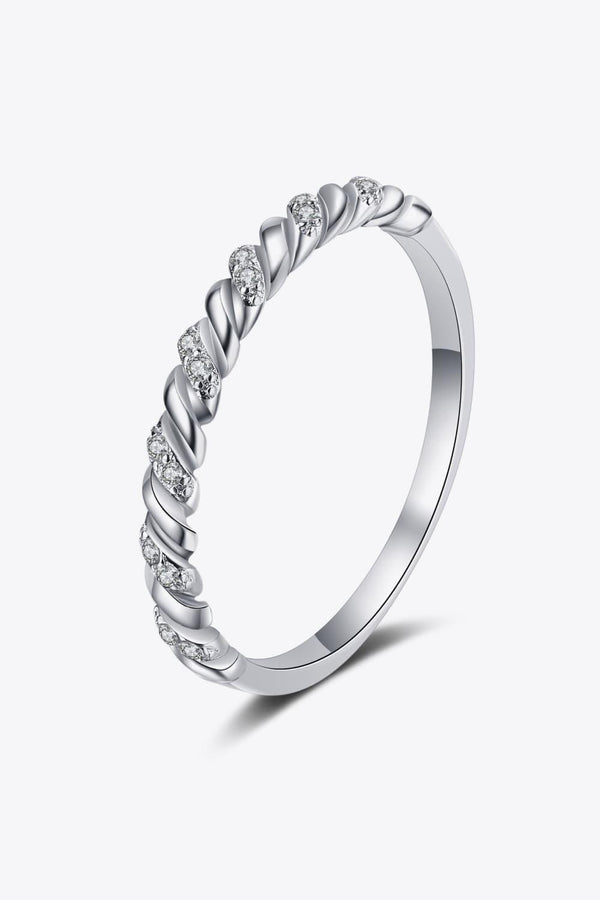 Moissanite Rhodium-Plated Half-Eternity Ring - Super Amazing Store