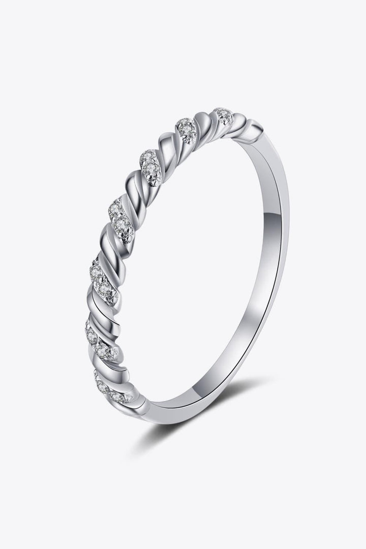 Moissanite Rhodium-Plated Half-Eternity Ring - Super Amazing Store