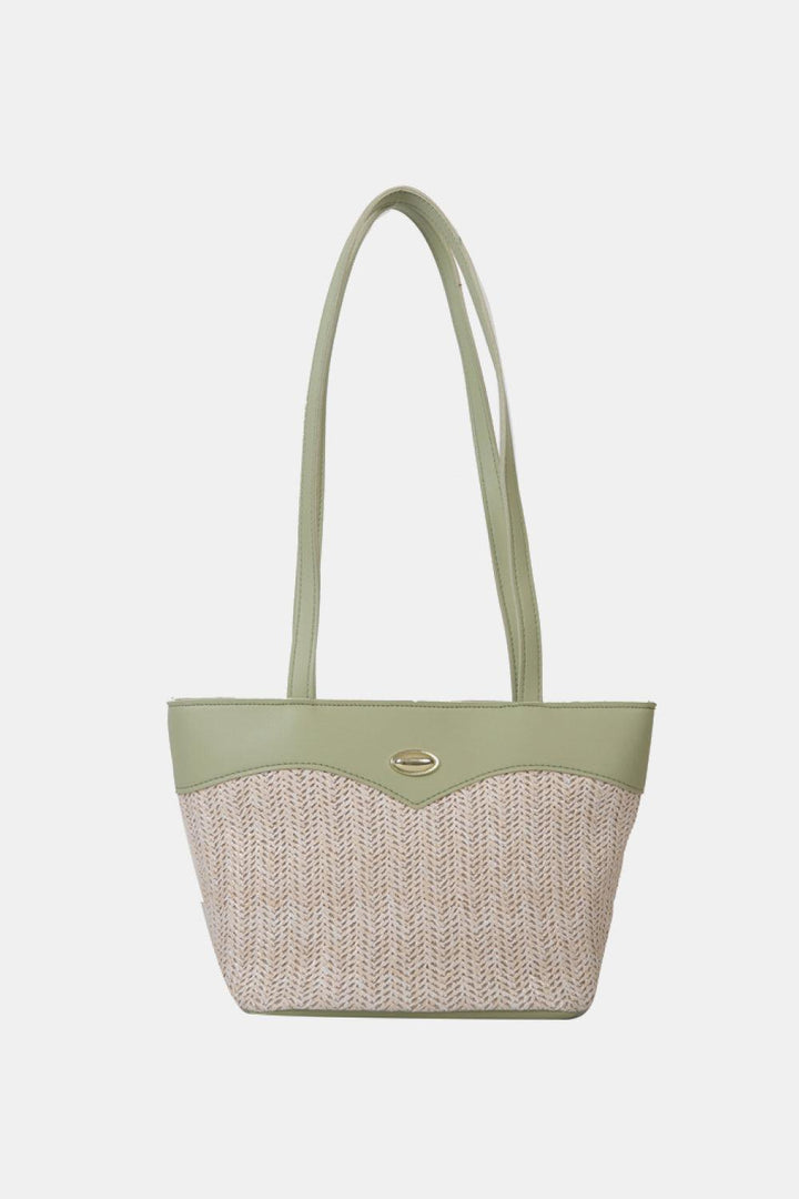 Two-Tone Straw PU Tote Bag - Super Amazing Store