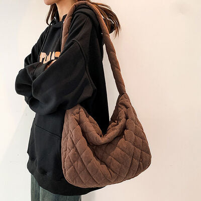 Corduroy Medium Shoulder Bag Trendsi