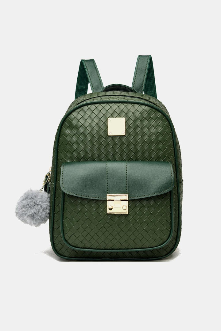 PU Leather Backpack with Pom-Pom Pendant - Super Amazing Store