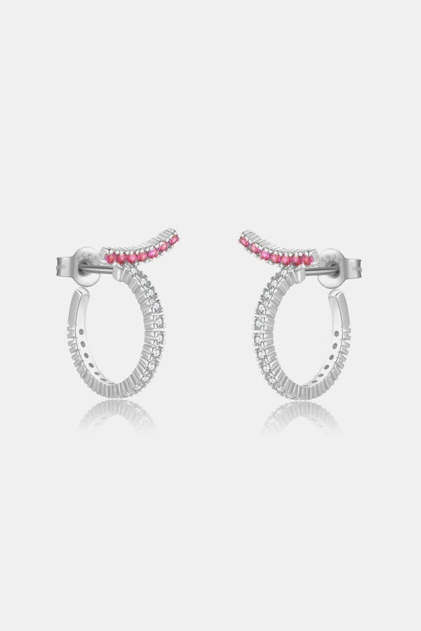 Inlaid Zircon 925 Sterling Silver C-Hoop Earrings - Super Amazing Store