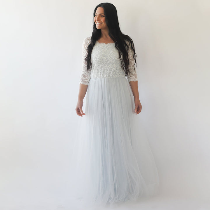 Curvy  Off-Shoulder Two Colors Wedding Dress #1134 - Super Amazing Store