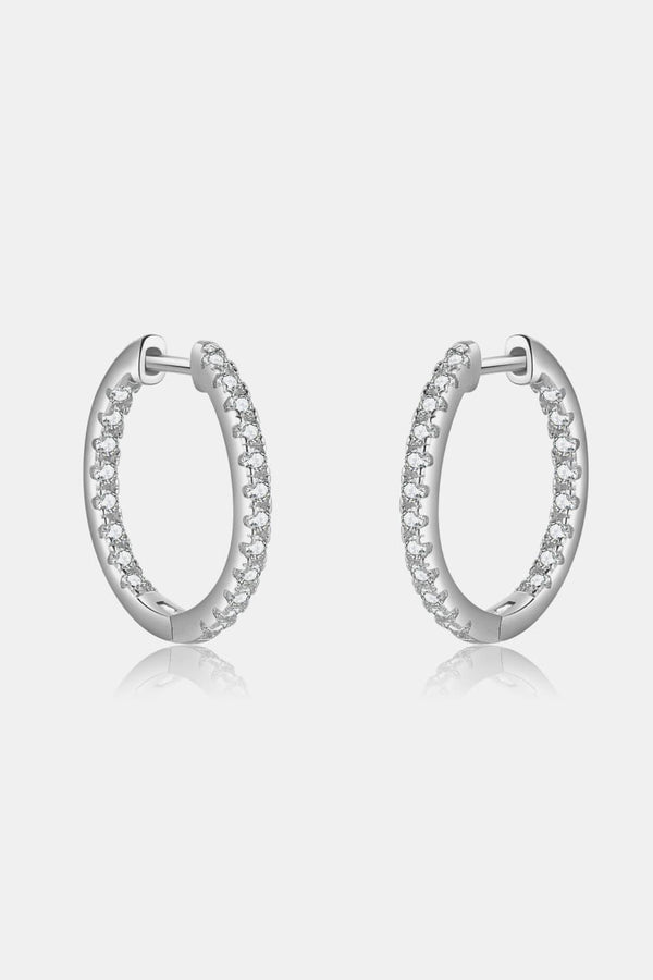 Inlaid Zircon 925 Sterling Silver Huggie Earrings - Super Amazing Store