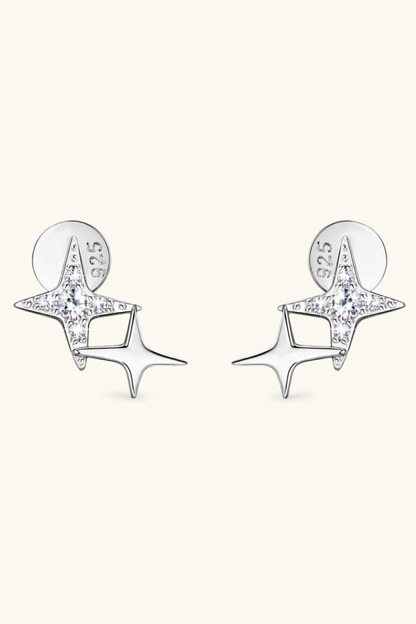 Moissanite 925 Sterling Silver Star Shape Earrings - Super Amazing Store