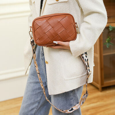 PU Leather Woven Crossbody Bag Trendsi