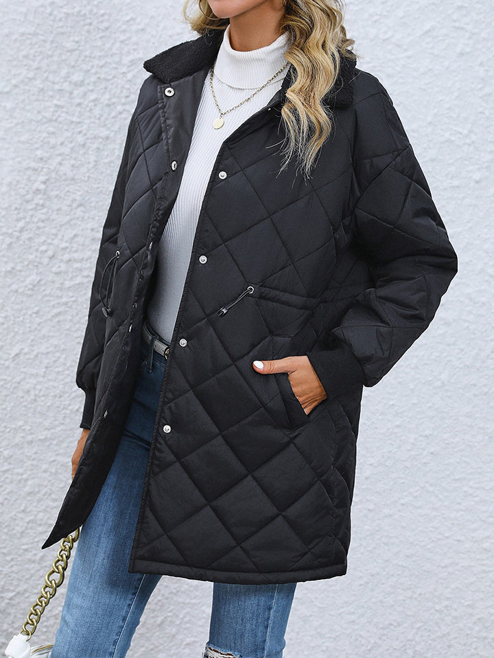 Drawstring Waist Longline Winter Coat Trendsi