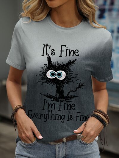 Plus Size IT'S FINE I'M FINE EVERYTHING IS FINE Round Neck T-Shirt Trendsi