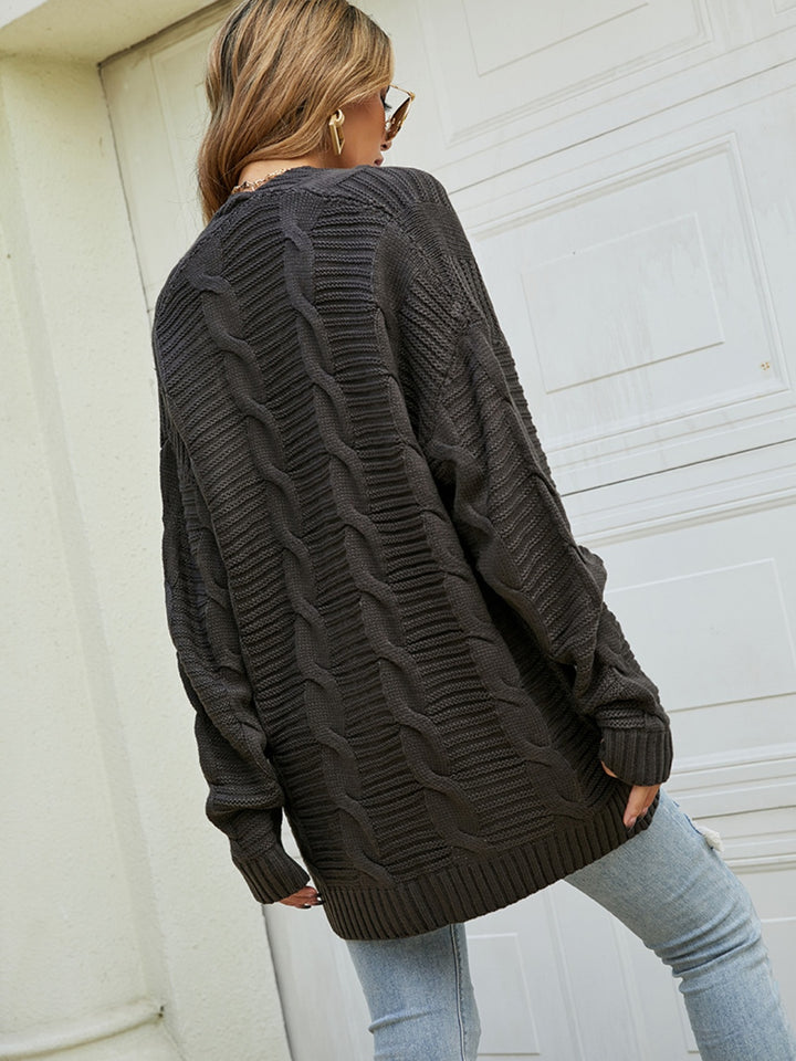 Open Front Dropped Shoulder Longline Cardigan Trendsi