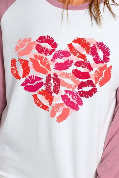 Lip Graphic Round Neck Long Sleeve T-Shirt Trendsi