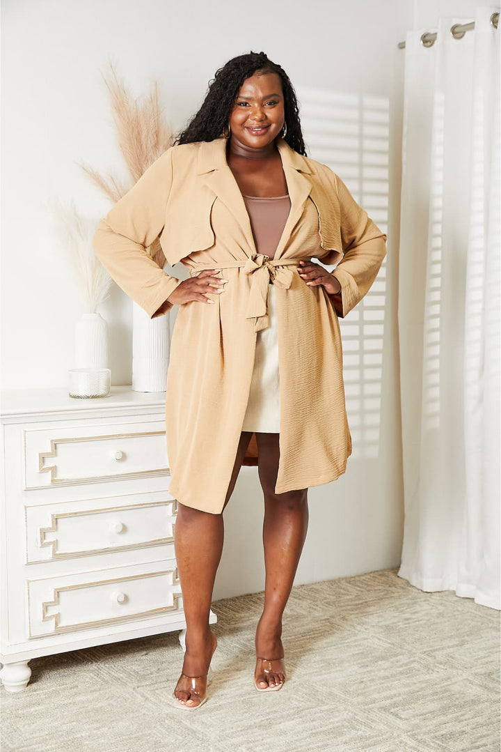 Culture Code Full Size Tied Trench Coat with Pockets - Super Amazing Store