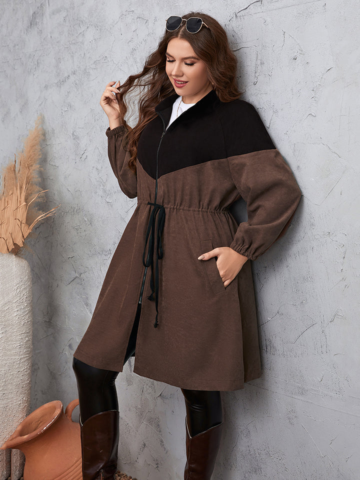 Two-Tone Dropped Shoulder Trench Coat - Super Amazing Store