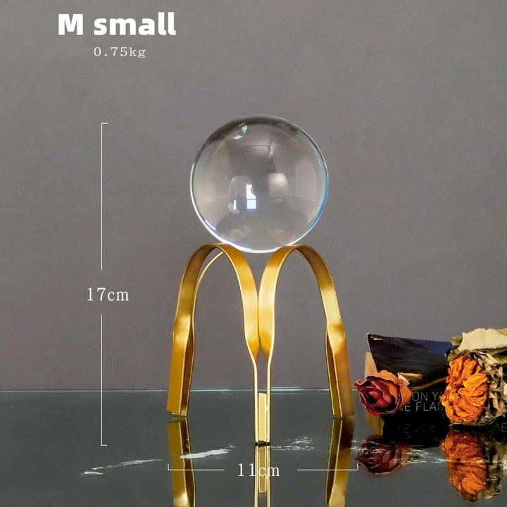 Nordic luxury crystal ball ornaments metal line design creative golden decorations- super amazing store