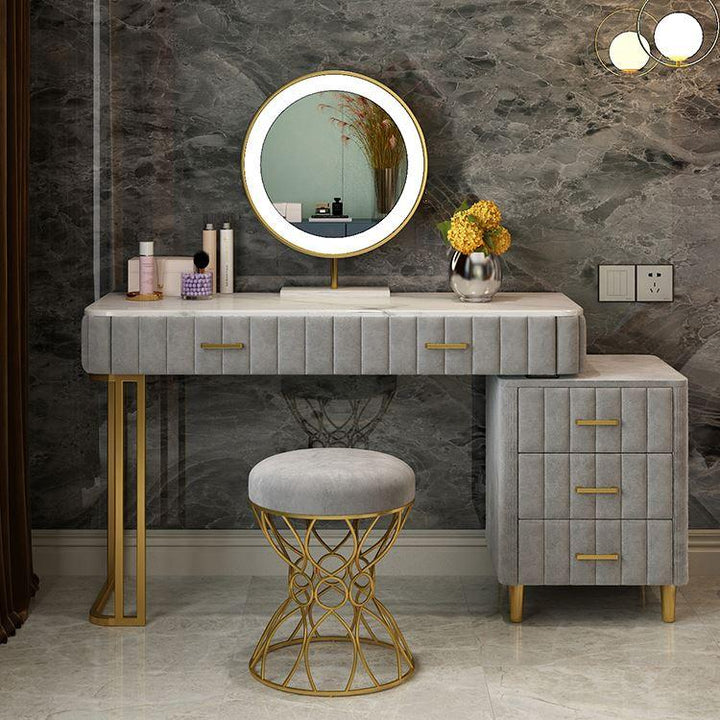 Nordic light bedroom dresser storage cabinet dressing table girl makeup table with LED mirror and cabinet - Super Amazing Store