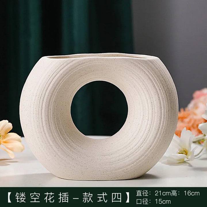 Nordic White Ceramic Round Shape Flower Vase For Home Decoration- super amazing store