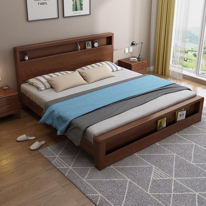 Nordic Modern Style Trundle Platform Bed With Storage 1.8 & 1.5 Meters Bedroom Furniture Simple Bed Frame wooden Bed - Super Amazing Store