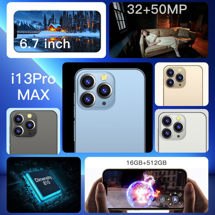 IPhone 13 Pro Max Original 16GB+512GB 5G Android Cell Phone Smartphone Unlocked Gaming Smart Mobile Phones