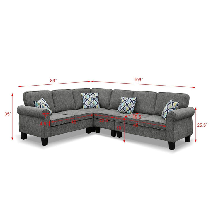 USA L Sofa Sectional For Living Room With Reversible Chaise & 4 Hold Pillows Shelter L-Shape Sectional Couch Chair Sofa - Super Amazing Store