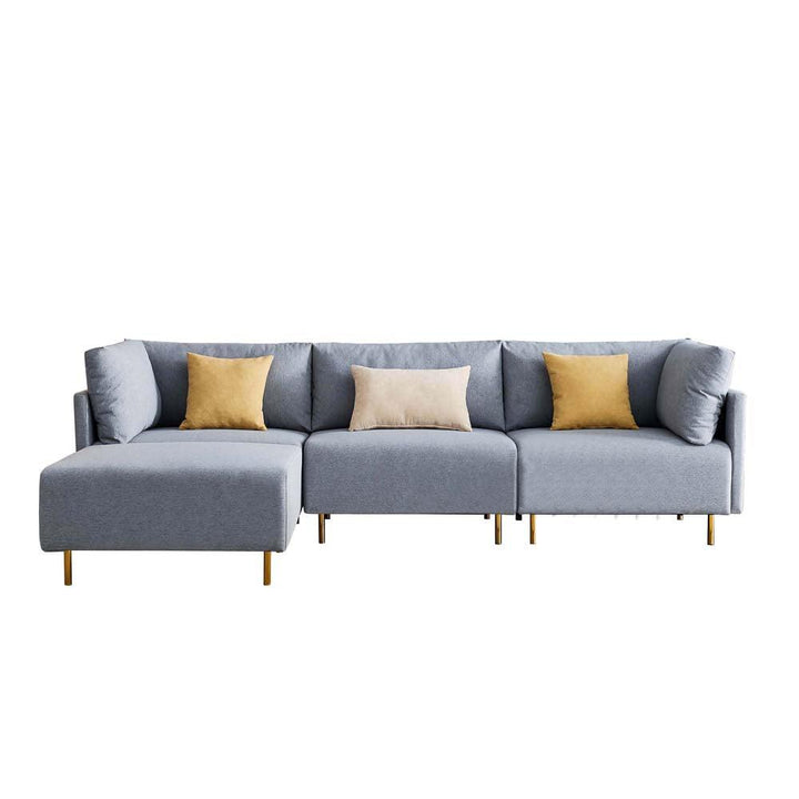 L-shape Combination Sectional Sofa Living Room Gray Fabric Sofa Set - Super Amazing Store