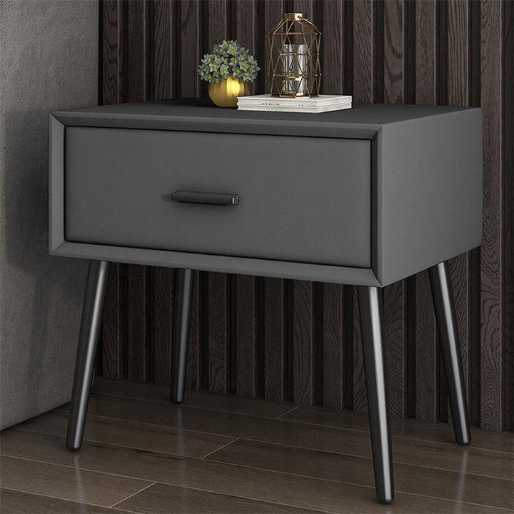 Nordic Solid wood microfiber leather storage drawer luxury bedside table cabinet simple bedroom end table nightstands - Super Amazing Store