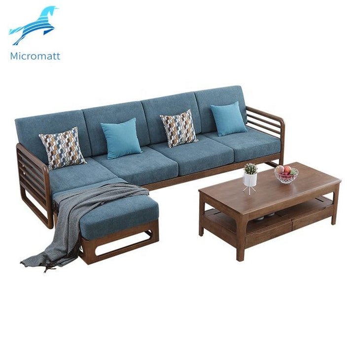 Factory Direct Supply American Style Living Room Furniture Coffee Color Home Wood Corner Sofa - Super Amazing Store