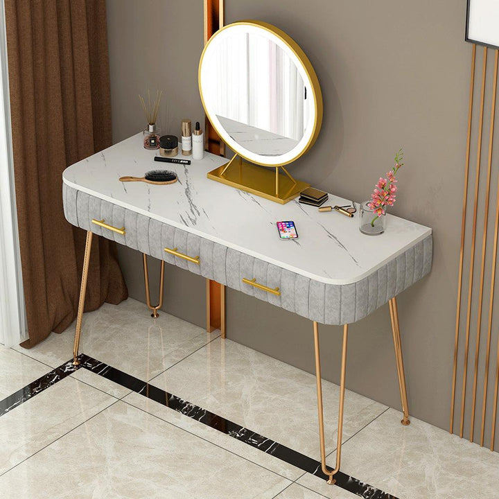 Modern bedroom furniture multifunction luxury flannelette drawer dresser with mirror dressing table - Super Amazing Store