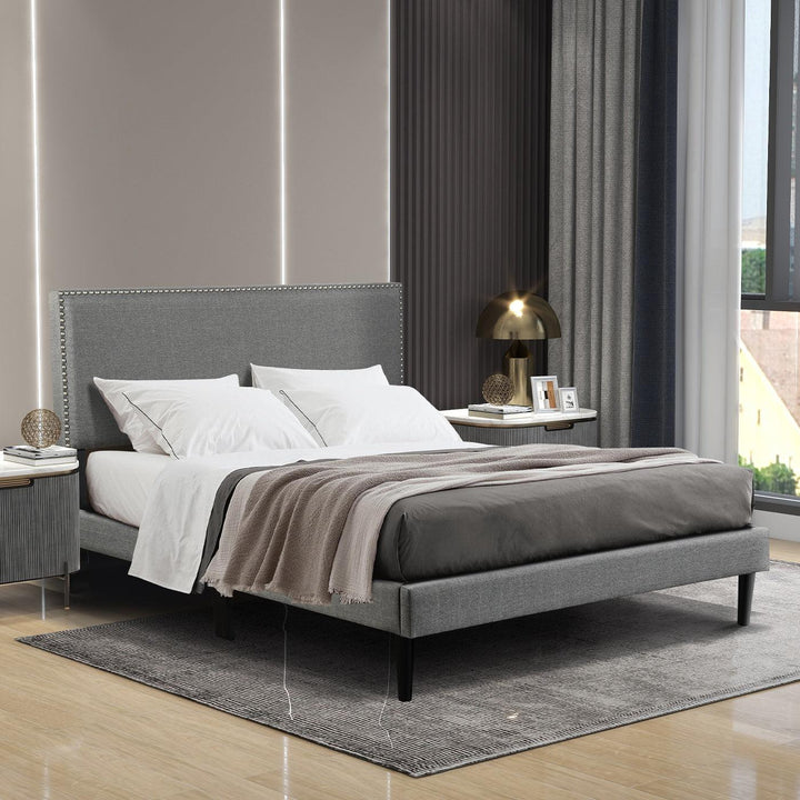 American Warehouse Customized Upholstered Bed Frame Set With Headboard Full Size Wooden Frame Bed - Super Amazing Store