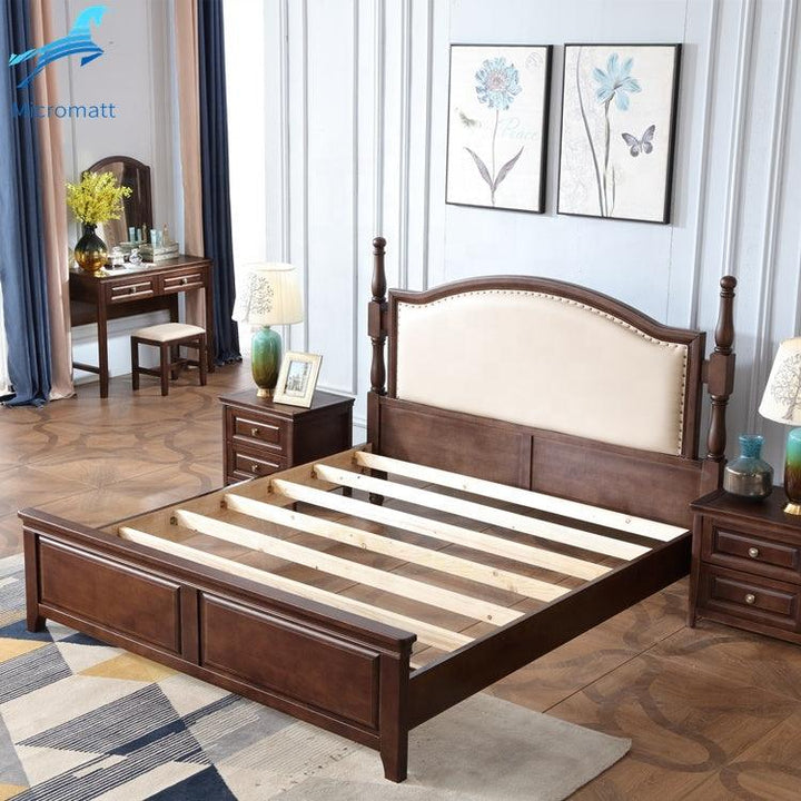 Creative Style Practical Walnut Color Furniture Home Double Solid Wood Bed - Super Amazing Store