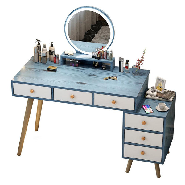 Stretch solid wood leg bedroom light luxury make up drawer dresser with mirror practical movable storage cabinet dressing table - Super Amazing Store