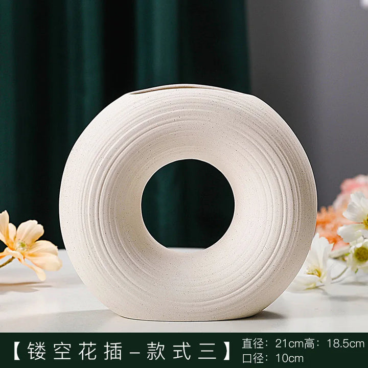 Nordic White Ceramic Round Shape Flower Vase For Home Decoration- super amazing store