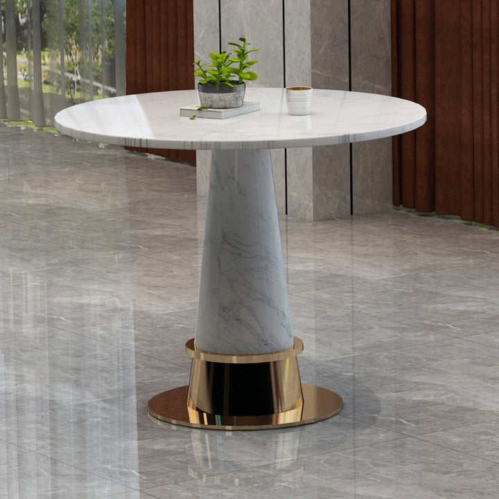 Stainless steel light luxury small round table marble dining table nordic apartment coffee table - Super Amazing Store