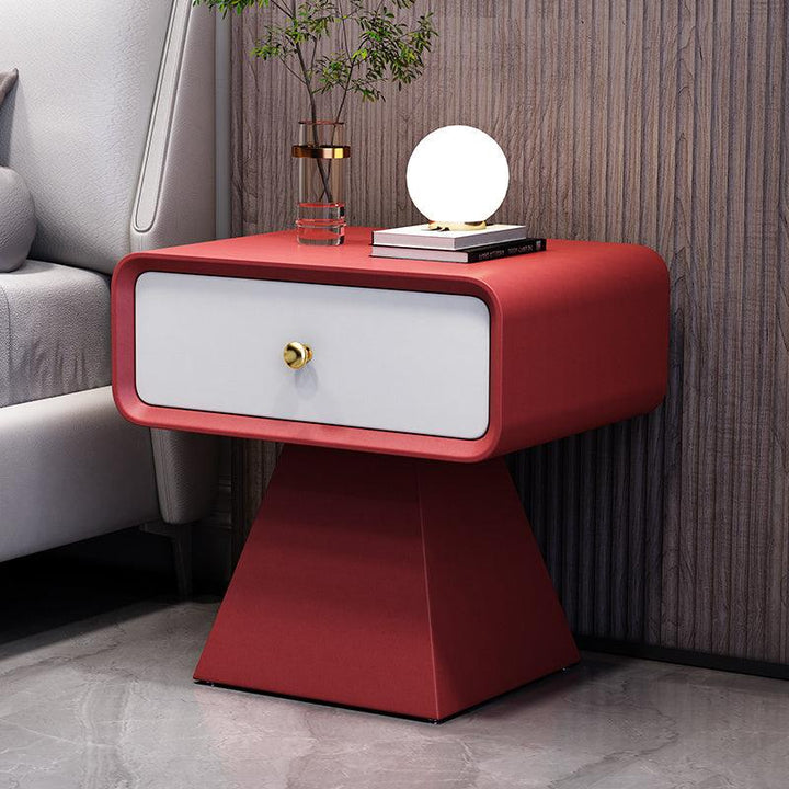 Fashionable bedside table dark simple modern leather storage luxury wood nightstand - Super Amazing Store