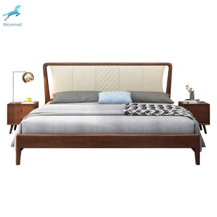Factory Direct Supply Bedroom Furniture Customizable 2023 New Style Brown Color Double Wood King Size Bed - Super Amazing Store