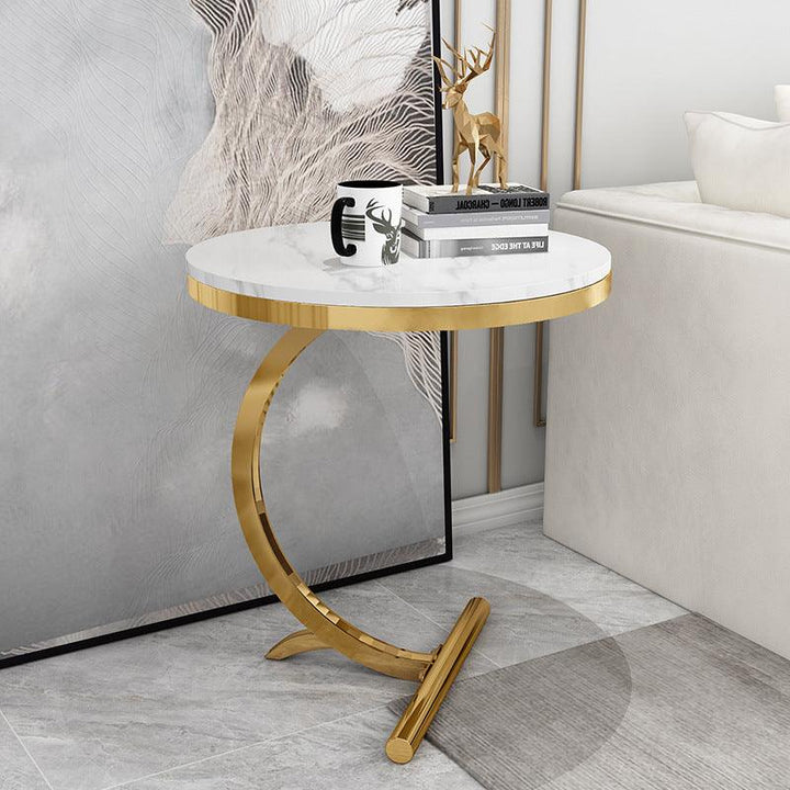 Light luxury corner marble living room sofa side table balcony small round bedside cabinet creative Nordic small coffee tables - Super Amazing Store