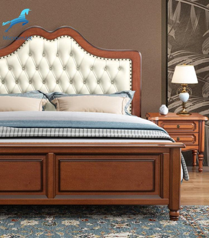 Factory Direct Sale American Bedroom Furniture American Style Dark Color 1.8mx2m Wood Bed - Super Amazing Store