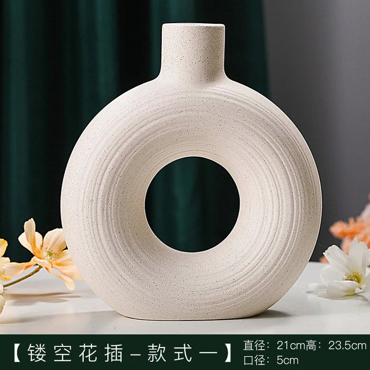 Nordic White Ceramic Round Shape Flower Vase For Home Decoration- super amazing store