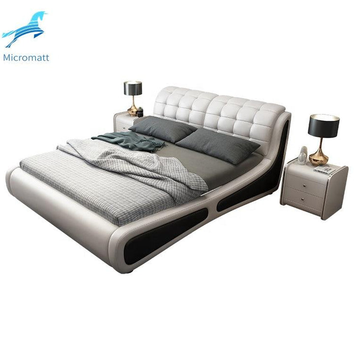 Bedroom Set Furniture Frame Double Queen Size Modern Leather Luxury Bed - Super Amazing Store