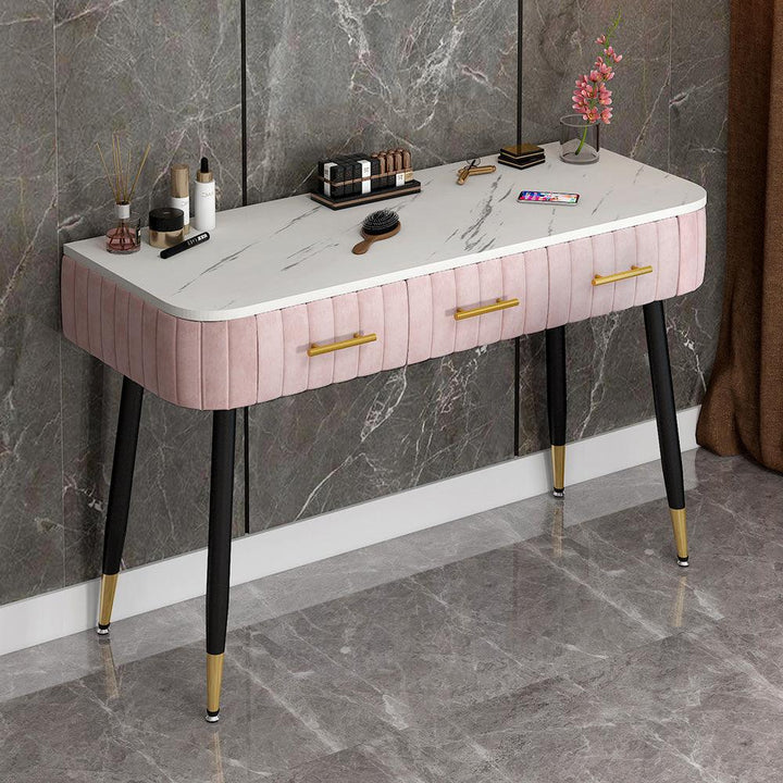 Bedroom furniture luxury modern metal legs wooden dresser with mirror new design LED light mirror dressing table - Super Amazing Store