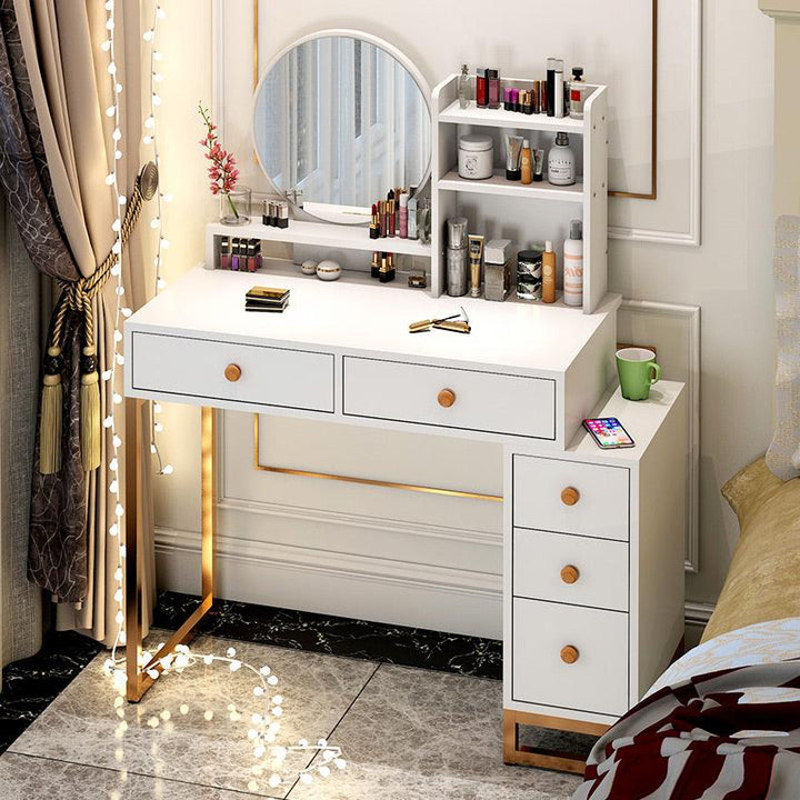 Simple modern multifunctional vanity dressing table with led light bedroom wooden makeup table design mirror dresser - Super Amazing Store