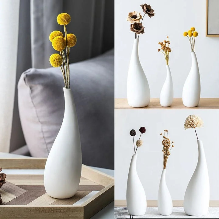 Modern White Ceramic Decorative Flower Vase Home Decor- super amazing store