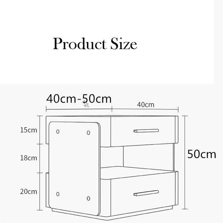 Smart Side Nightstand Table with 2 Drawers BT speaker, Fingerprint Unlock, 3 Modes Light, USB type c Charging - Super Amazing Store